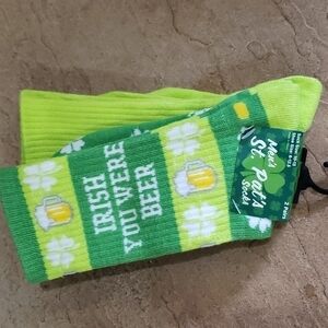 𝅺ST. Paddy's Day Socks 2 pair New St Patricks Day Duo Irish You Were Here Print